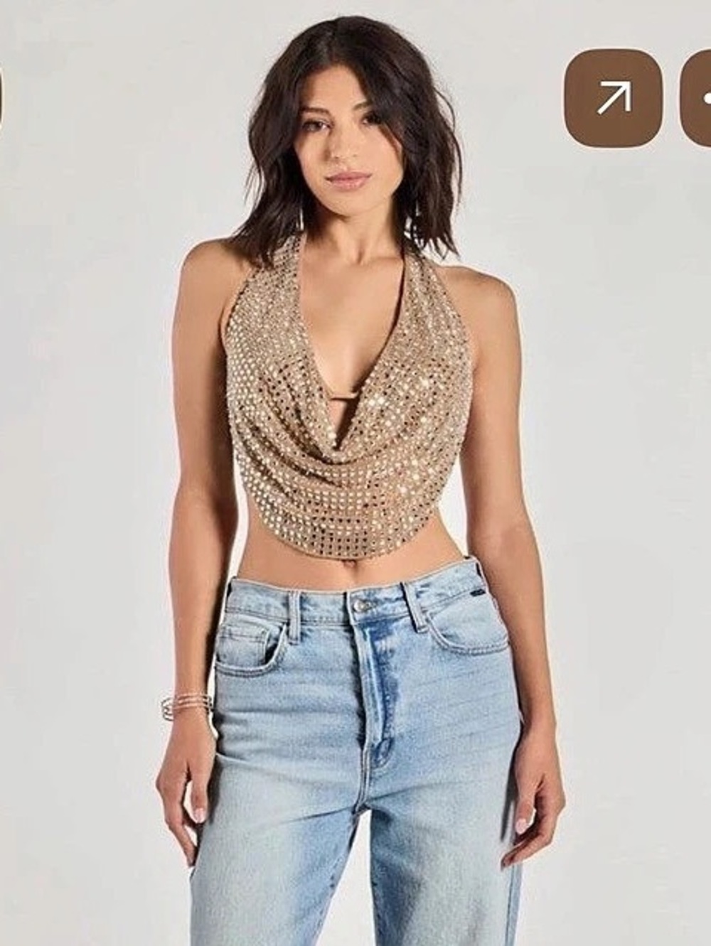 Windsor Party Diva Cropped Rhinestone Halter Top Rhinestone Halter Crop Top
